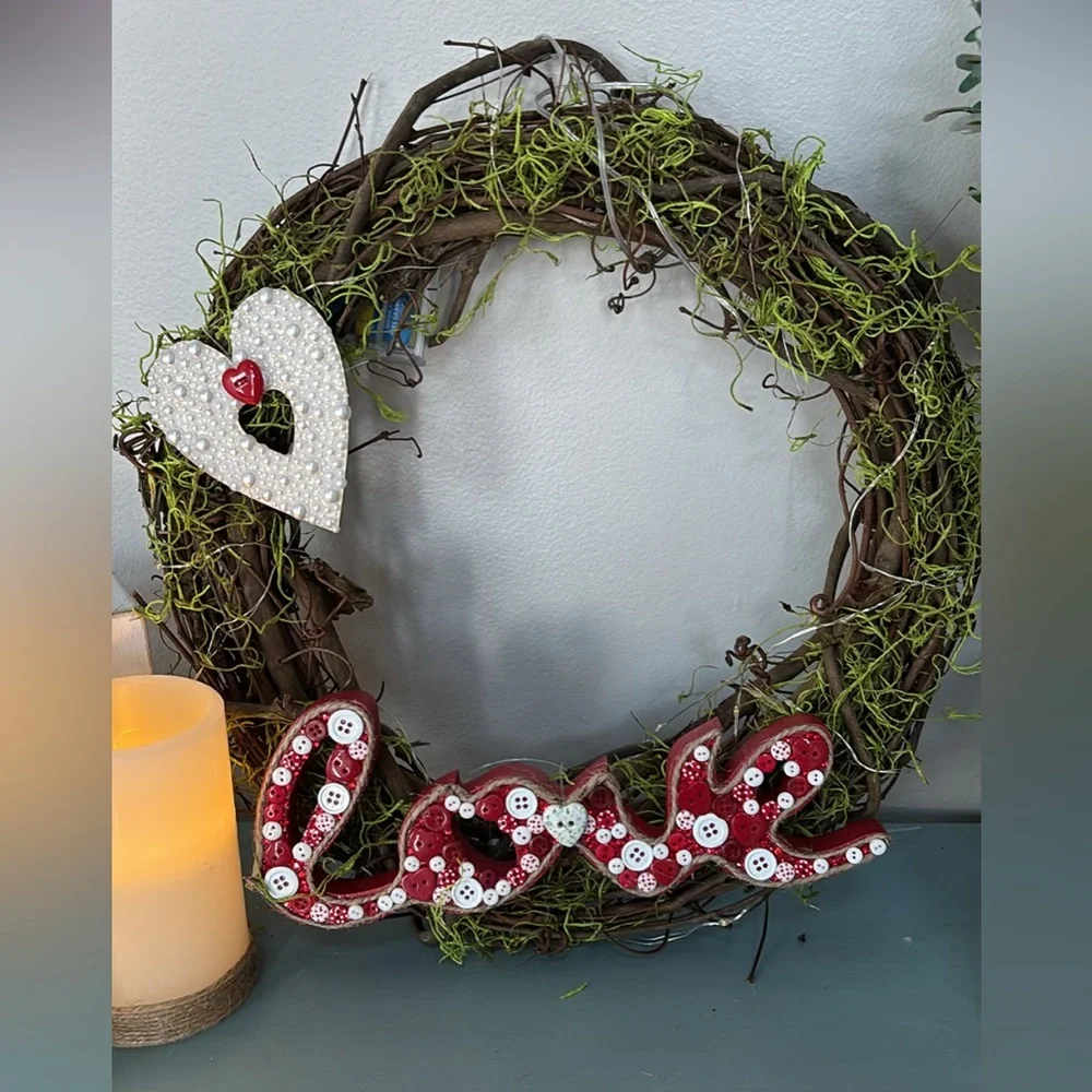 Handmade Rustic Love Wreath with Heart accent